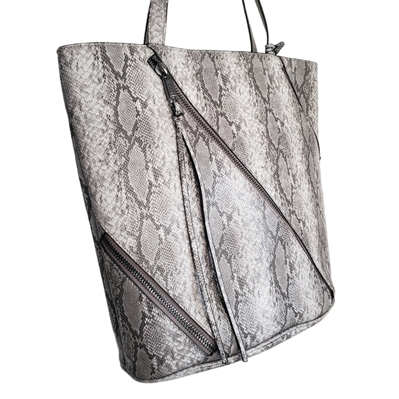 Joe's Gray Snakeskin Embossed Tote Bag Meets Personal Item Flight Reqs - Picture 2 of 11